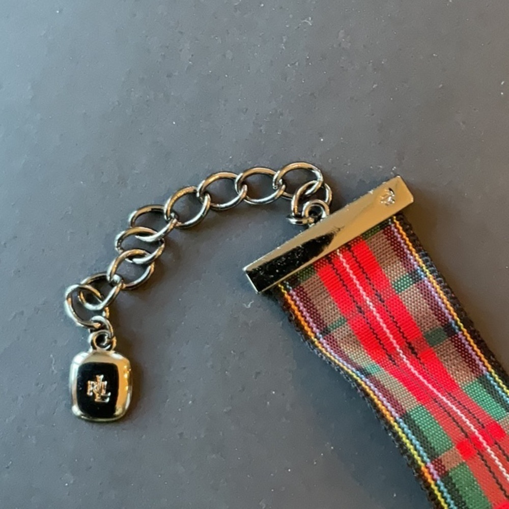 Ralph Lauren Tartan Plaid ribbon choker/necklace w/extender - Picture 4 of 6